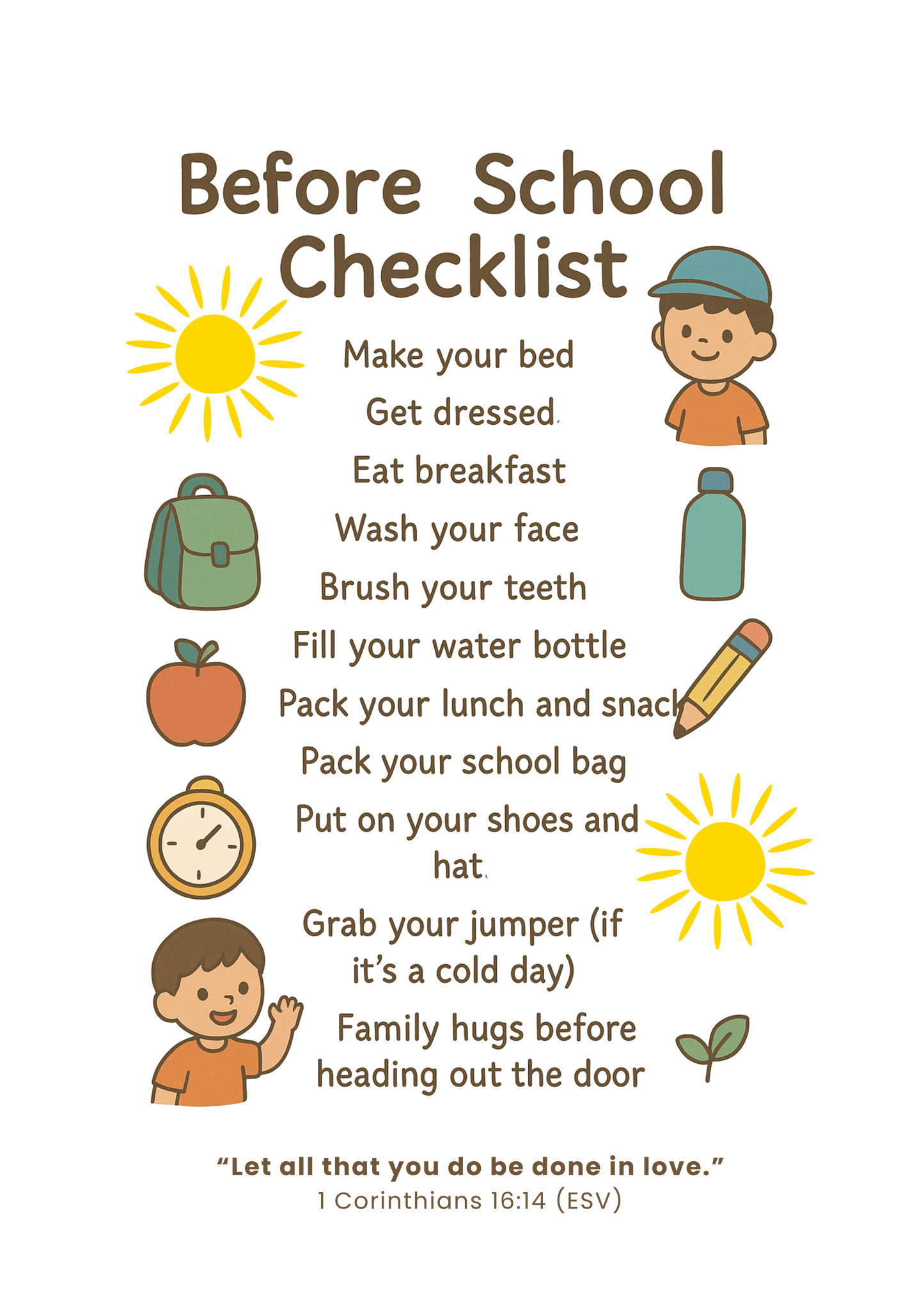 Before School Checklist