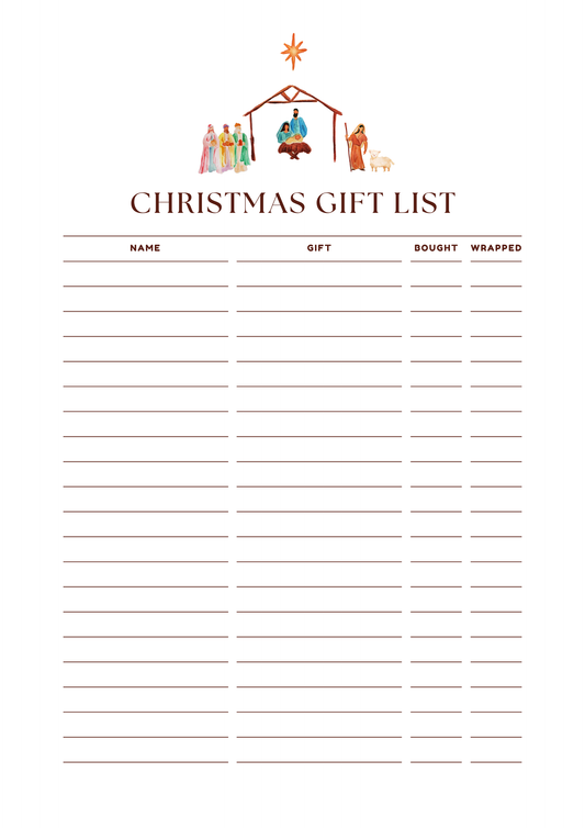 FREE downloadable - Christmas Gift List