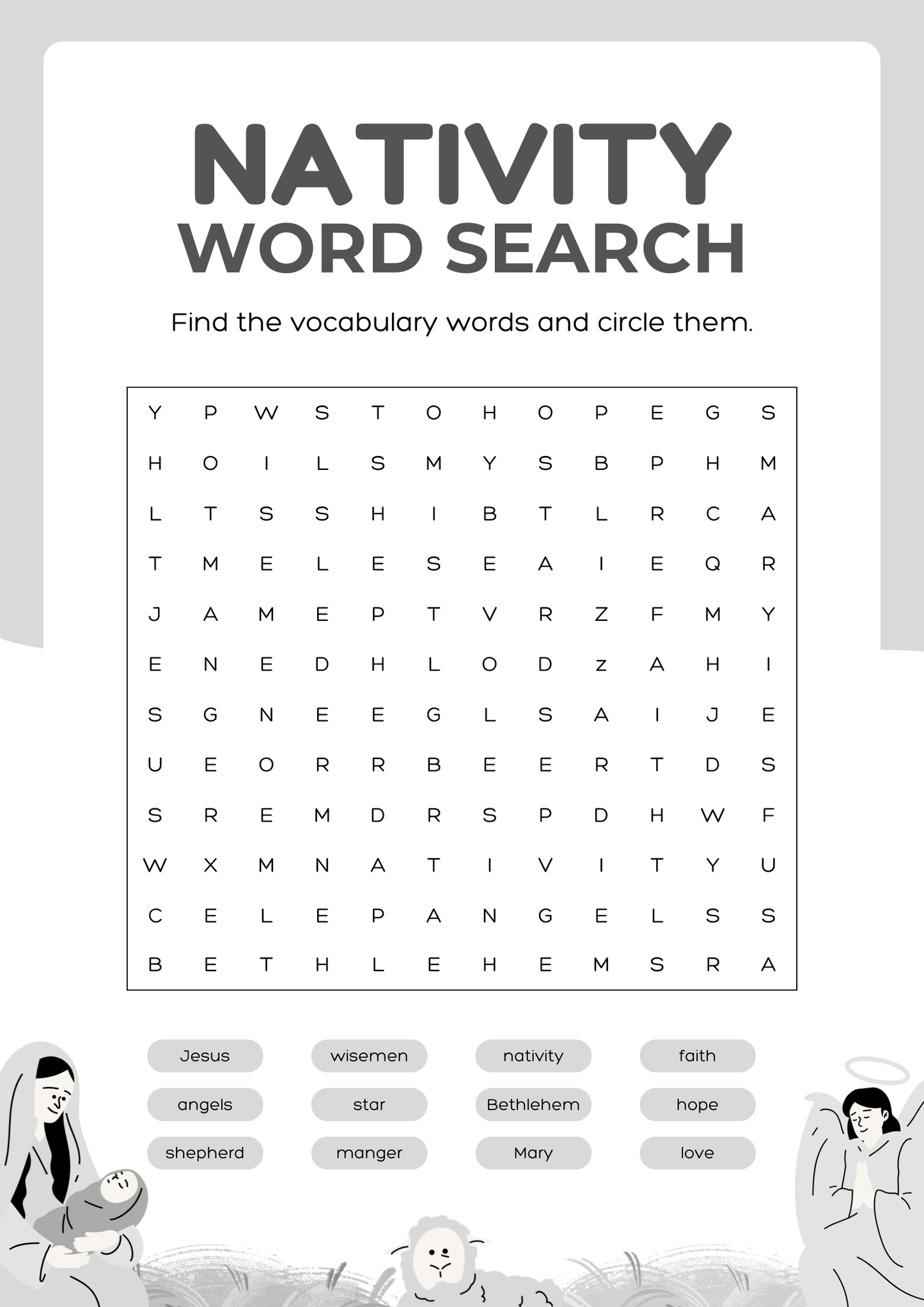 FREE Digital downloadable - Nativity Word Search