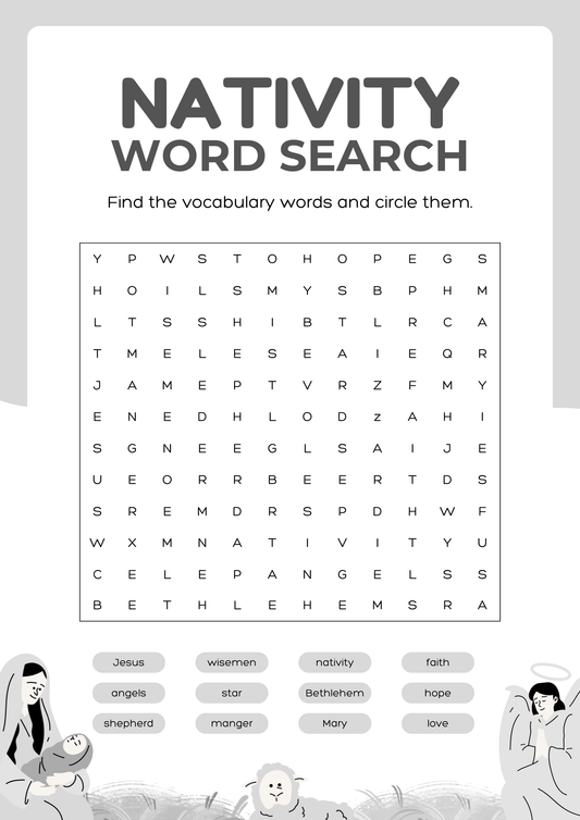 FREE Digital downloadable - Nativity Word Search
