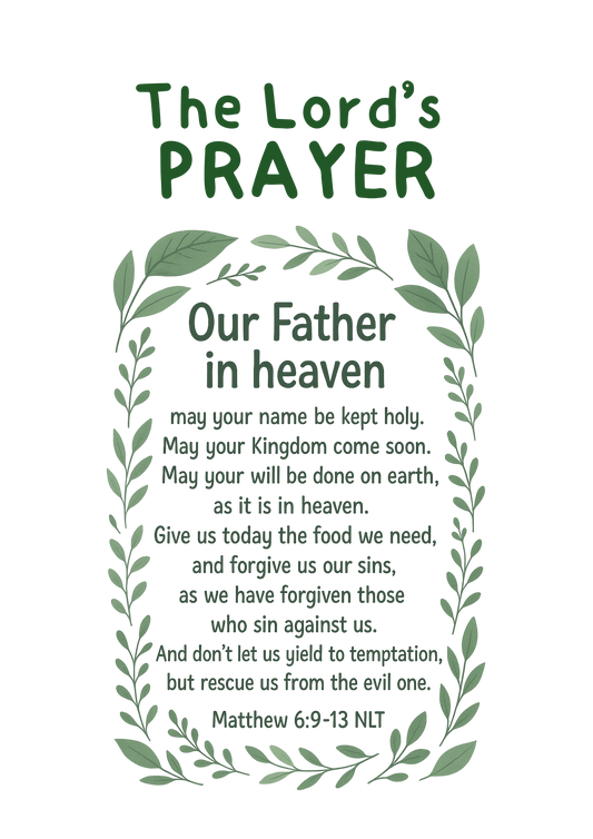 FREE: The Lord's Prayer for Kids NLT A4 Printable - Digital Download