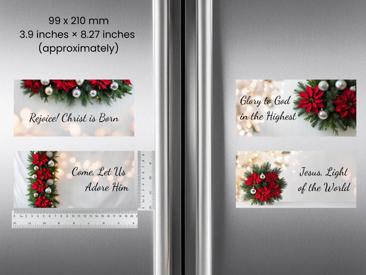 Christian Christmas Fridge Magnets - Traditional / Hamptons /Floral (pack of 4)