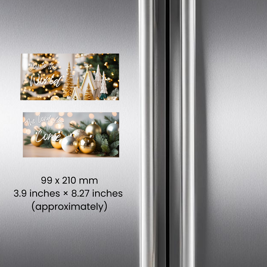 Christmas Christian Fridge Magnets x2 - Gold & Silver - classic & classy