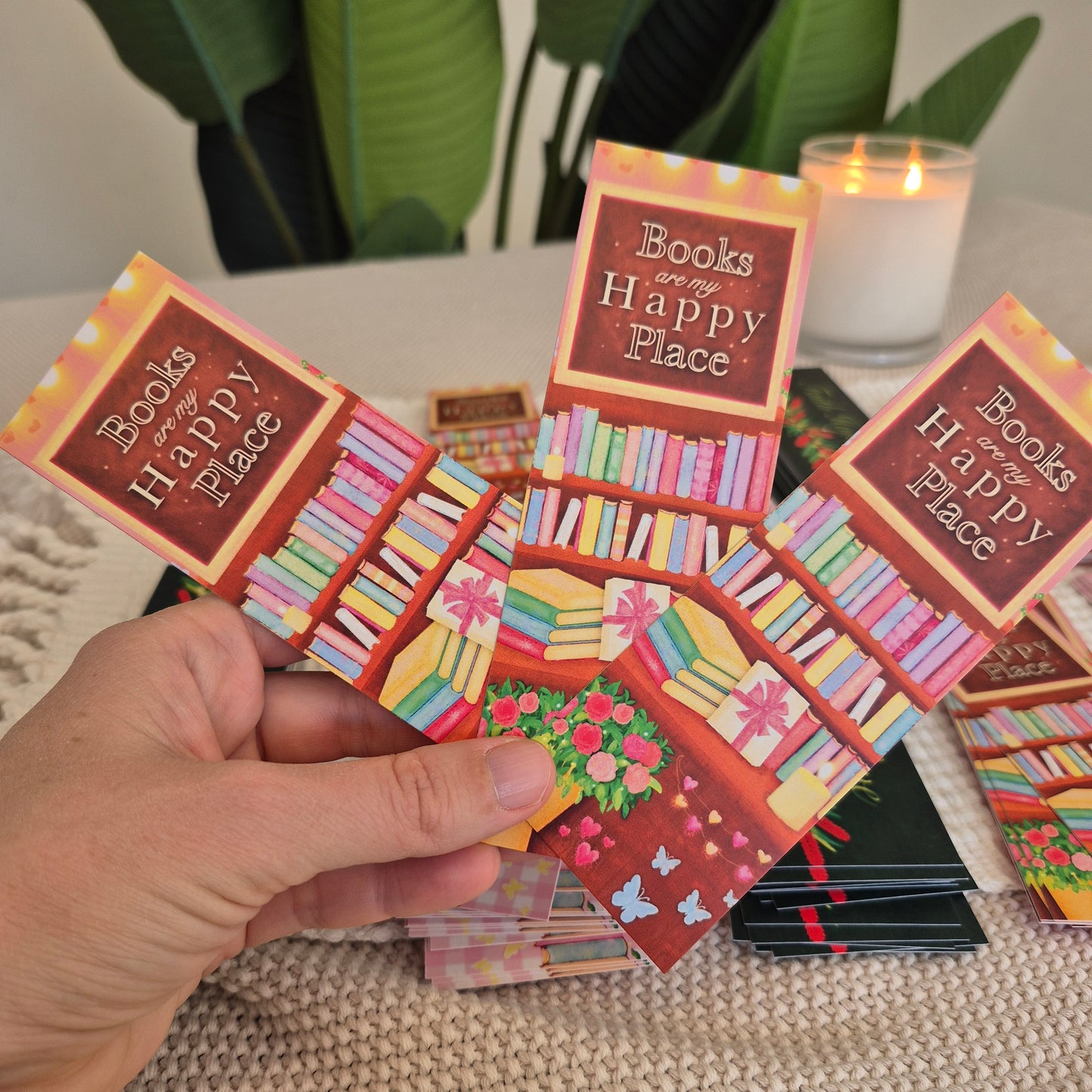 NEW Bookmarks - Books Are My Happy Place - Set of 3 Identical Bookmarks