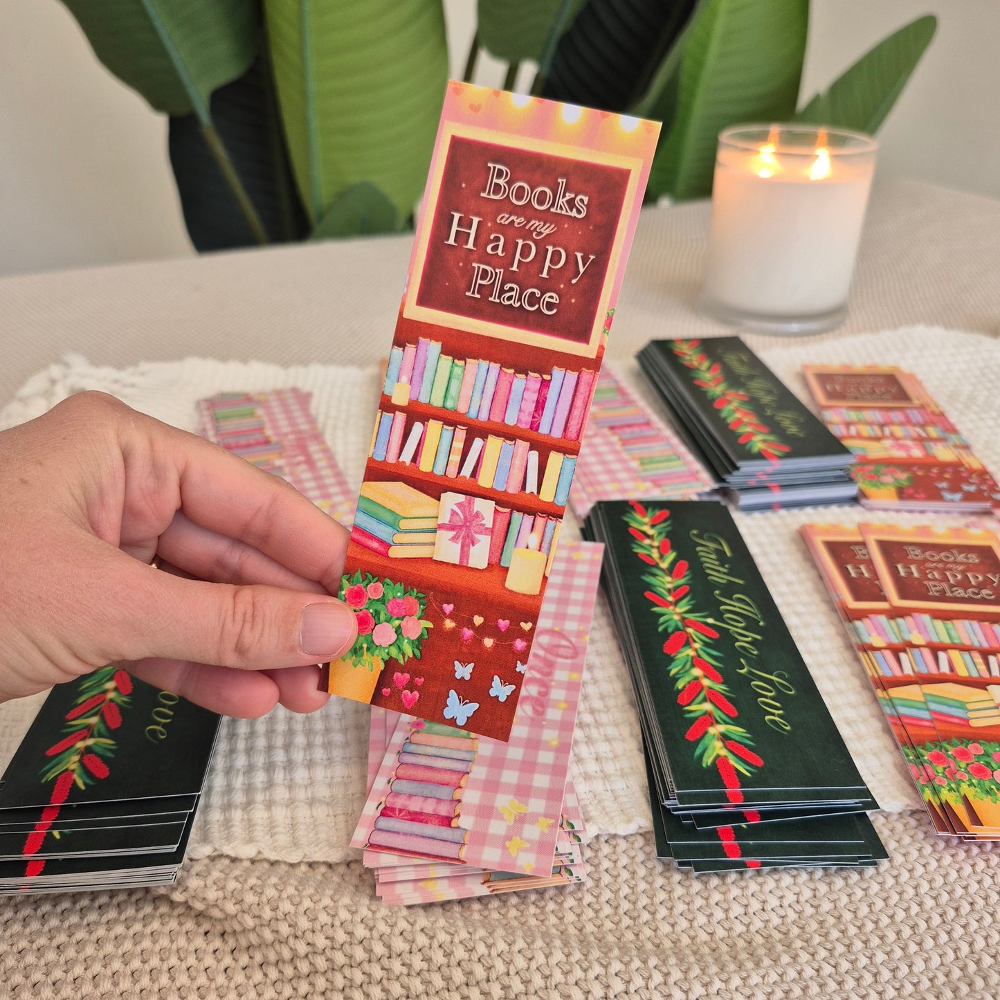 NEW Bookmarks - Books Are My Happy Place - Set of 3 Identical Bookmarks